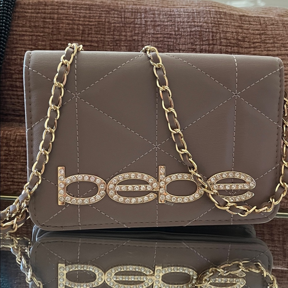 Bebe Tan Quilted Crossbody Bag with Gold Chain - Picture 6 of 6